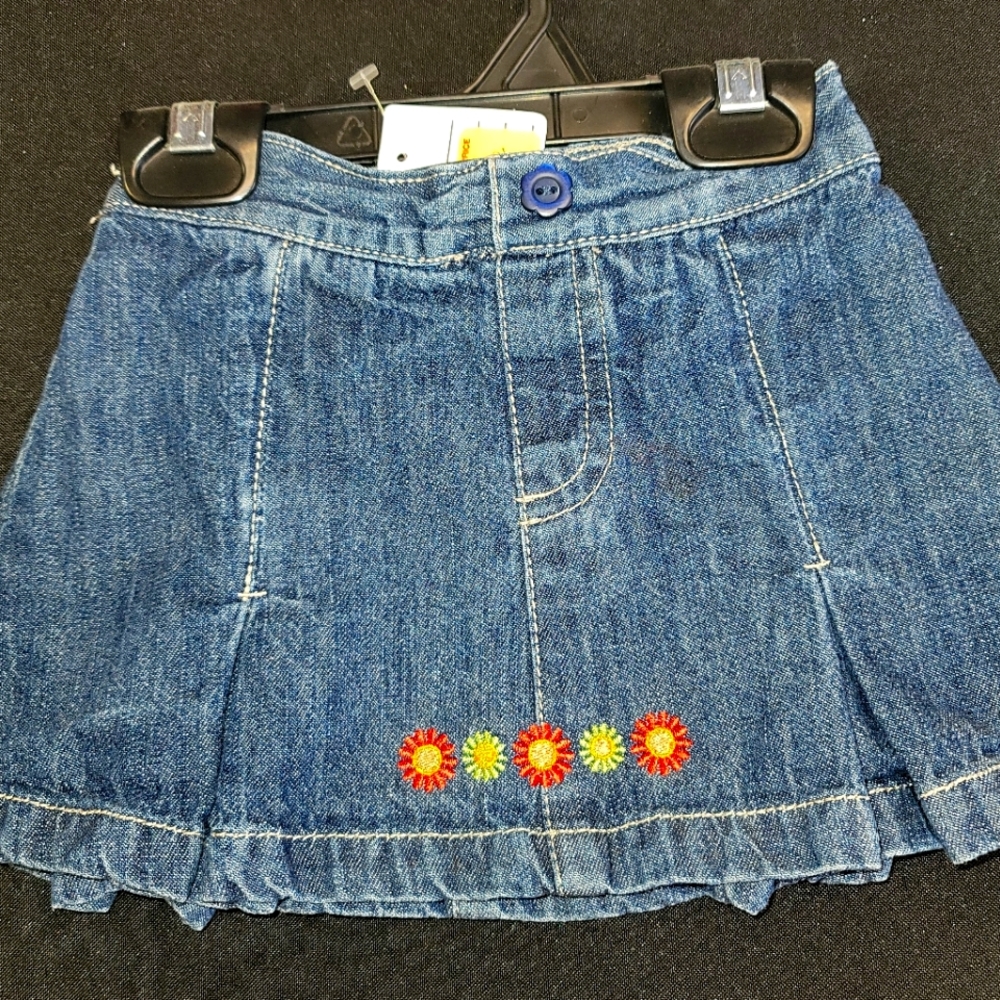Jean skort, sz 18m, embroidery